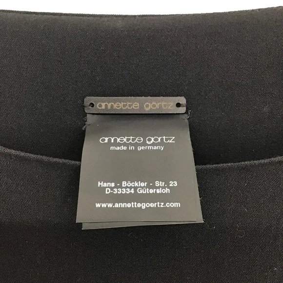 Annette Goertz Wool Blend Dress W/Lamb Leather Sleeves Black Career size 38